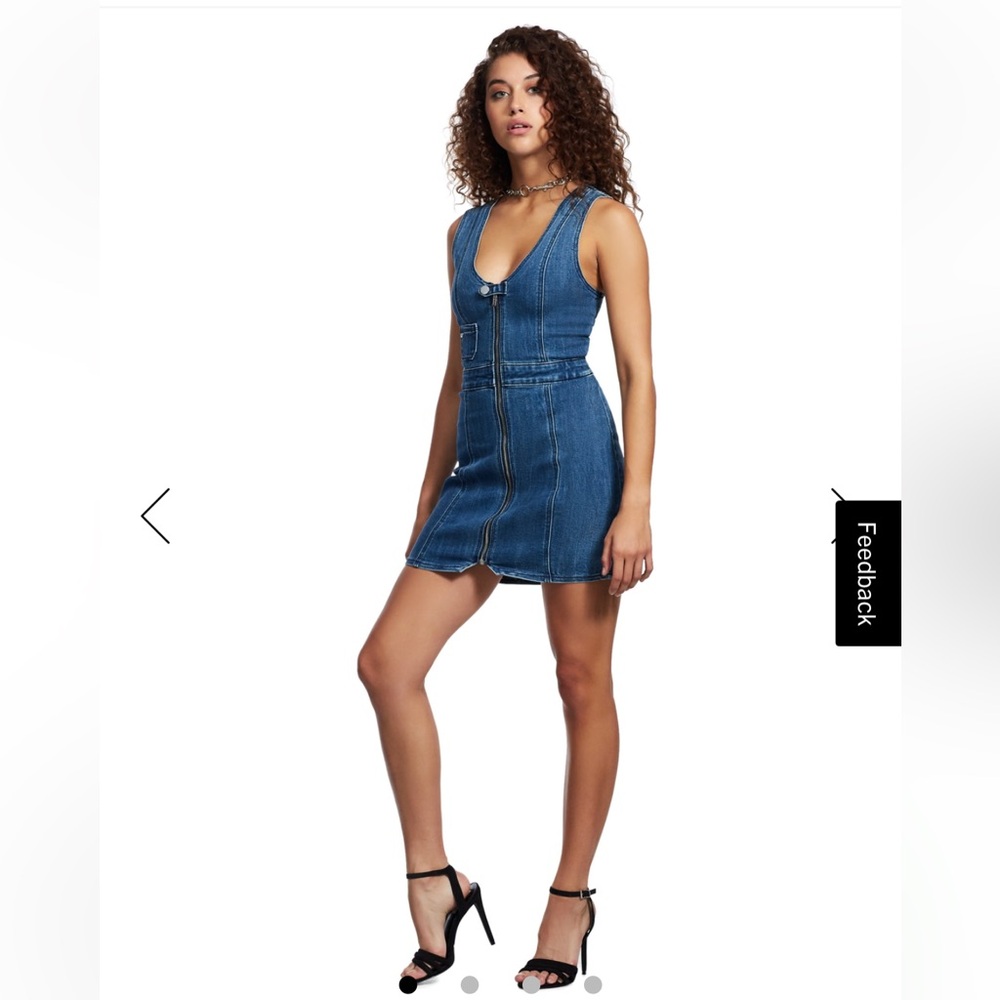 True Religion zip up Blue denim/jean Sheath Midi Dress XL - Picture 3 of 11